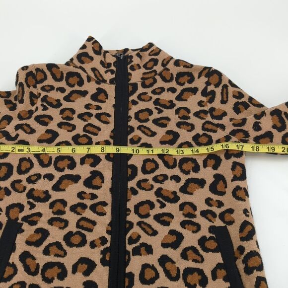 Rachel Zoe Leopard Mock Neck Zip-Up Long Sleeve Cardigan Sweater Size XS - Picture 4 of 5